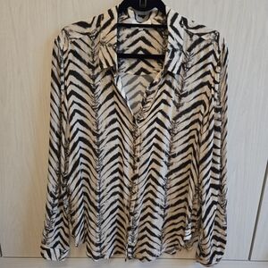 Bella Dahl Black and White Zebra Print Button Down Shirt